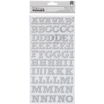 GRATIS! American Crafts 3D Stickerbogen Buchstaben Silver Foil Thickers 5.5x11.0"