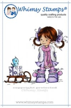GRATIS! Whimsy Stamps - Clingstempel Heidi with Sledge