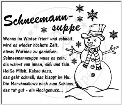 PP-Stamps Stempelgummi unmontiert Schneemannsuppe Spruch