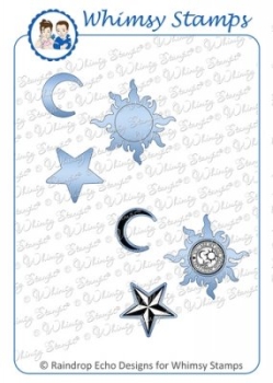 GRATIS! Whimsy Stamps - Stanzschablonenset Sun, Moon and Stars Die Set