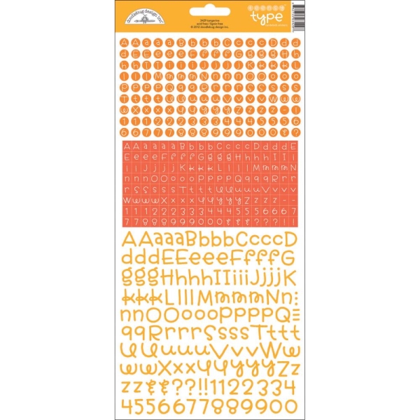 GRATIS! Doodlebug Design - Stickerbogen Teensy Type Alphabet Stickers Tangerine 12x6"