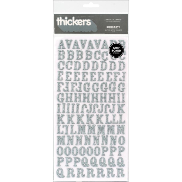 GRATIS! American Crafts 3D Stickerbogen silber Alphabet Glitter Letter Stickers