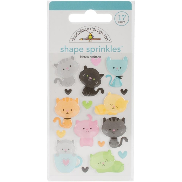 Doodlebug Design - Sprinkles Adhesive Kitten Smitten Enamel Shapes