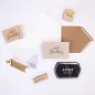 Preview: Holzstempel Happy Birthday mit Punkte 6x4cm