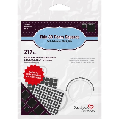 Scrapbook Adhesives Dünne 3D Klebekissen schwarz Thin Foam Pads Squares Mix