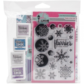 Pink & Main - Clearstempel, Papierblock und Stempelkissen Kit Frosty Flurries