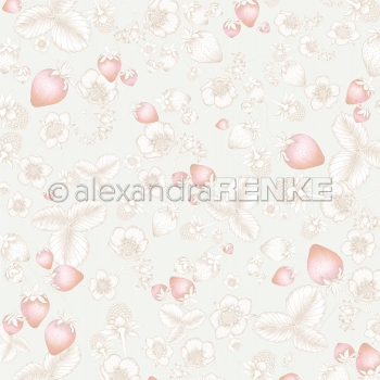 Alexandra Renke Designpapier Erdbeertraum auf Transparentgrün 12x12" PRE-ORDER Lieferbar ab 19.04.2024