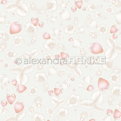 Alexandra Renke Designpapier Erdbeertraum auf Transparentgrün 12x12"