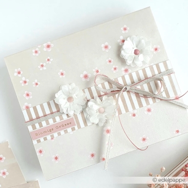 Preview: Alexandra Renke Designpapier Kirschblüten auf Greige 200gr. 12x12