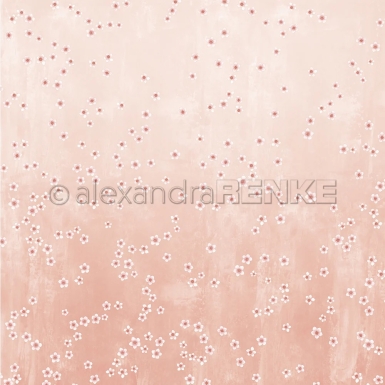 Alexandra Renke Designpapier Kirschblüten auf Korallrosa 200gr. 12x12" PRE-ORDER Lieferbar ab 20.04.2026