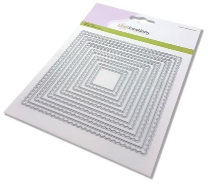 CraftEmotions Stanzschablonen Quadrate mit Wellenrand Squares Scalop