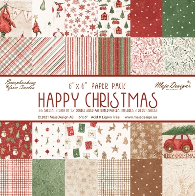 Maja Design Papierpack Happy Christmas 6x6" 36 Blatt