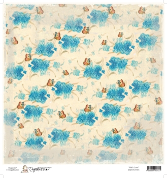 GRATIS! Magnolia Papier With Love Collection Blue Flowers 12x12"