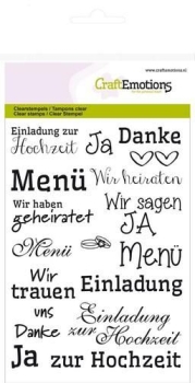 GRATIS! CraftEmotions Clearstempelset A6 Texte Hochzeit