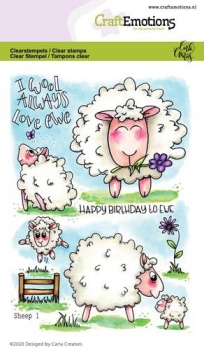 CraftEmotions Clearstempelset Sheep 1 Carla Creaties A6