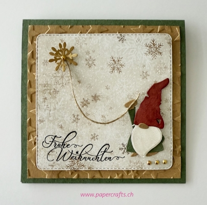 Gummiapan Stanzform Wichtel mit Schneeflocke Gnome with Snowflake
