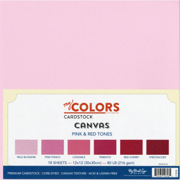 My Colors Cardstock Canvas Pink- und Rottöne 12x12" 216gsm 18 Bogen