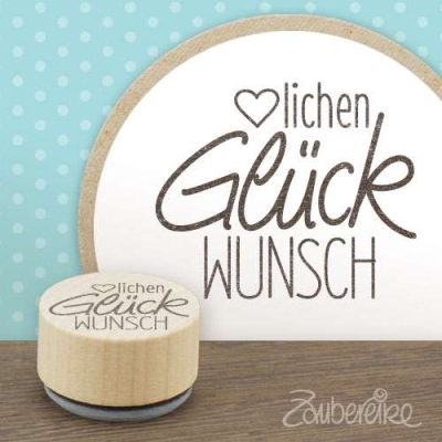 Zaubereike Holzstempel Herzlichen Glückwunsch 2.3cm