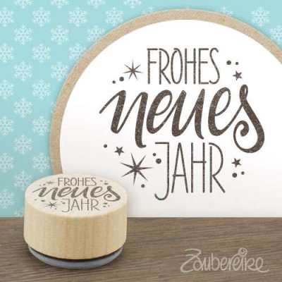 Zaubereike Holzstempel Frohes neues Jahr 2.3cm