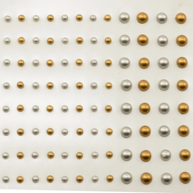 Preview: Vaessen Creative Halbperlen selbstklebend gold und silber metallic PRE-ORDER Lieferbar ab 17.11.2025