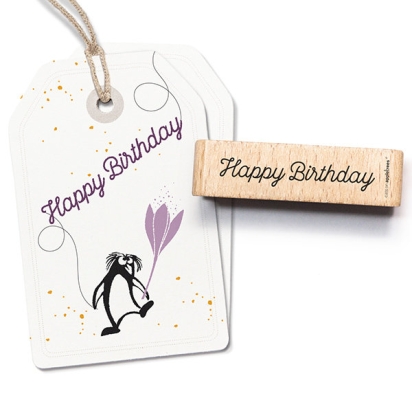Cats on appletrees Holzstempel Happy Birthday 4.6x0.8cm