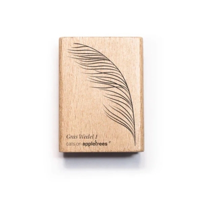 Cats on appletrees Holzstempel Gras Wedel-1  3.3x4.9cm