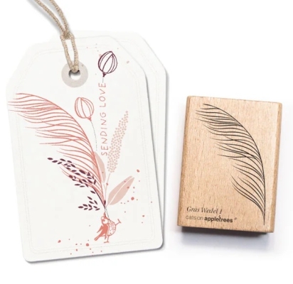 Cats on appletrees Holzstempel Gras Wedel-1  3.3x4.9cm