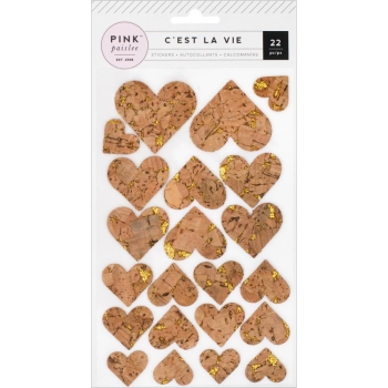 Pink Paislee Sticker Korkherzen mit Glitzer