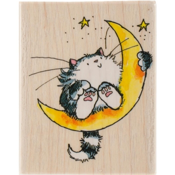 Penny Black Holzstempel Cat On The Moon