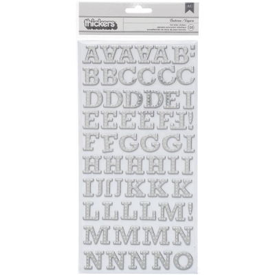 American Crafts 3D Foam Grossbuchstaben- und Zahlenaufkleber Silber foliert