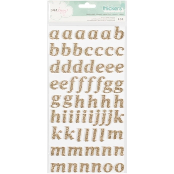 American Crafts 3D Foam Kleinbuchstaben- und Zahlenaufkleber gold Dear Lizzy