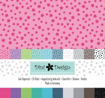 Dini Design Papierset Blumen - Punkte 6x6"
