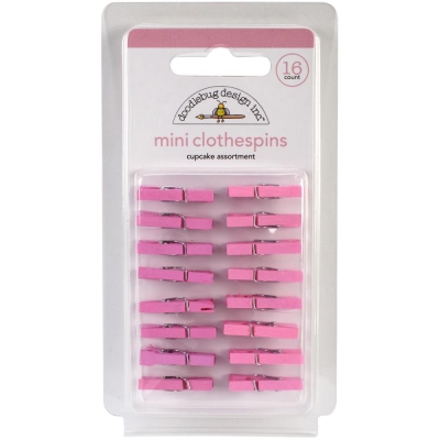 Doodlebug Design Kleine Holzklammern pink 16 Stück