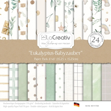 LaCreativ Designpapier Eukalyptus-Babyzauber Paper Pack 6x6" - 24 Bogen PRE-ORDER Lieferbar ab 24.02.2026