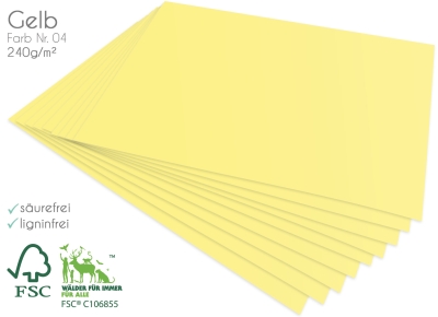 LaCreativ Cardstock Bastelpapier 240g/m² DIN A4 in gelb 5 Bogen