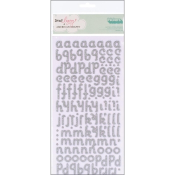 American Crafts 3D-Sticker silber Buchstaben und Zahlen
