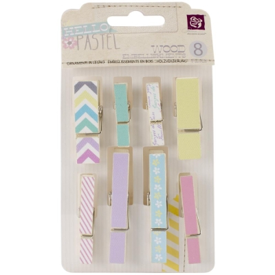 Prima Marketing Holzklammern Hello Pastel Canvas/Wood Clothespins 1.25" To 2.25"