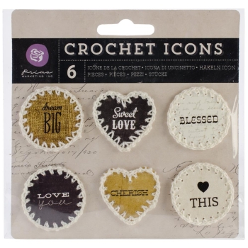 GRATIS! Prima Marketing - Crochet Icons 1.5" Love You - 6 Stück
