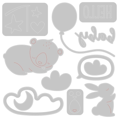 Sizzix Thinlits Stanzschablonen Hello Baby