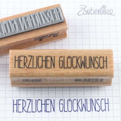 Zaubereike Holzstempel Herzlichen Glückwunsch 6.7x1.1cm