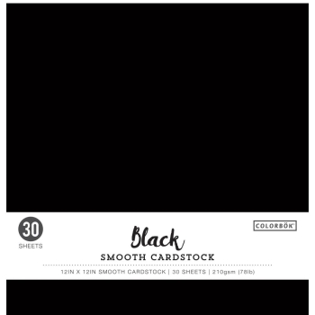Colorbök Glatter Cardstock schwarz 12x12" 30 Bogen