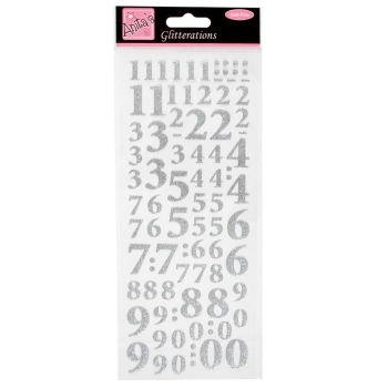 Anita's Stickerbogen Zahlen mit Glitzer Silber