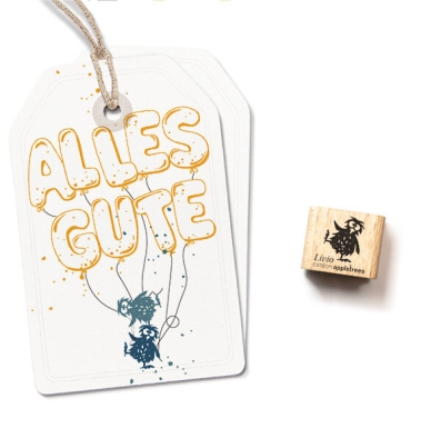 Cats on appletrees Holzstempel Alles Gute Ballonschrift 4.8x3.9cm