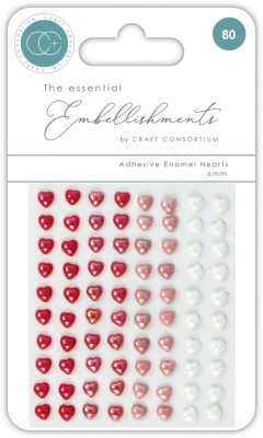 Craft Consortium Halbperlen Herzen Adhesive Enamel Hearts 6mm