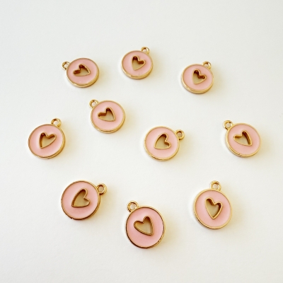 Herzanhänger rosa-gold 1.2cm 10 Stück
