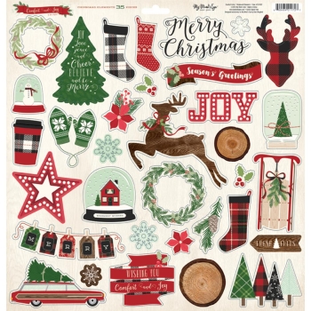 GRATIS! My Mind's Eye Comfort & Joy Chipboard Elements 12x12"