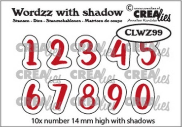 Crealies Stanzschablonen Nummern mit Schatten Wordzz Numberes