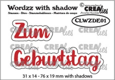 Crealies Stanzschablone Zum Geburtstag Wordzz with Shadow