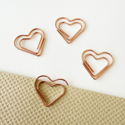 Büroklammern Herzen rosé-gold metallic 2.5cm 10 Stück