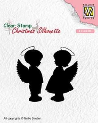 Nellie's Choice Clearstempelset Christmas Silhouette Angel girl and boy 5.0x4.5cm
